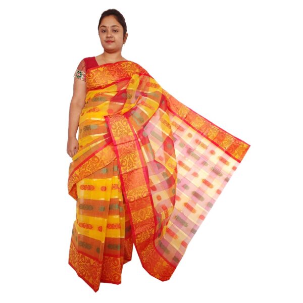 Yellow & Red Tant Saree