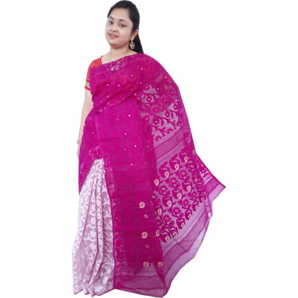 Deep Pink Dhakai Jamdani Saree