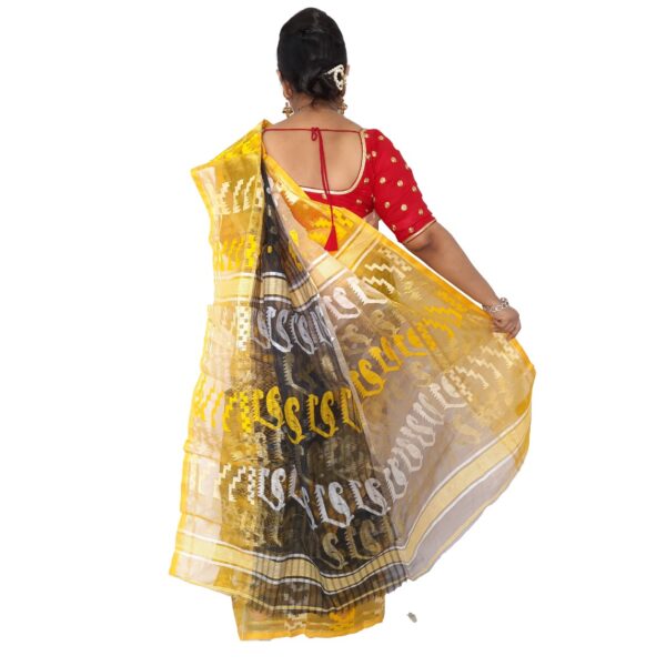 Black & Yellow Silk Dhakai Jamdani Saree