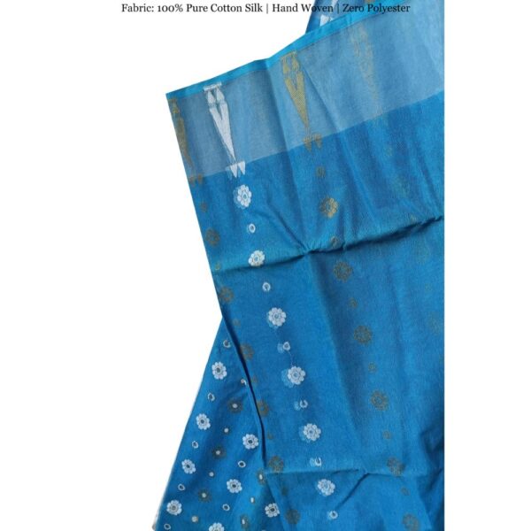 Blue Cotton Silk Dhakai Jamdani Saree