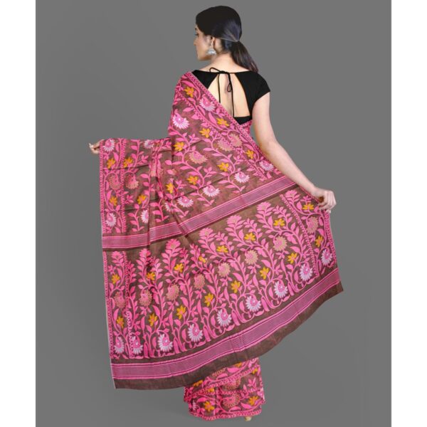 Brown and Pink Color Saree