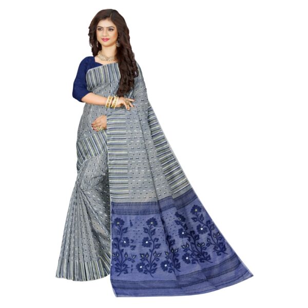 Grey Soft Dhakai Jamdani Saree