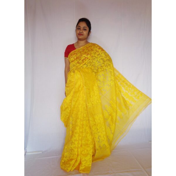 Soft Yellow Dhakai Jamdani Saree