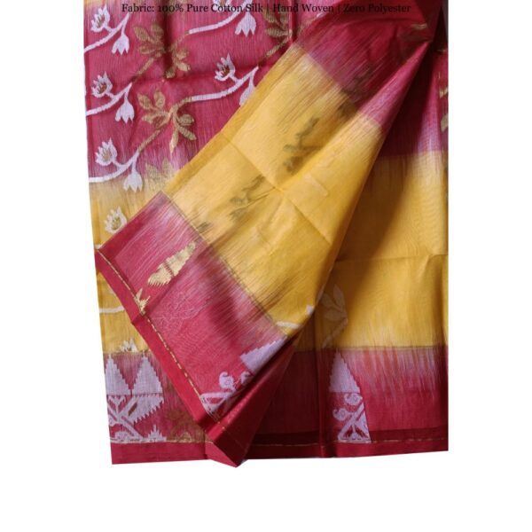 Yellow and Red Dhakai Jamdani Saree