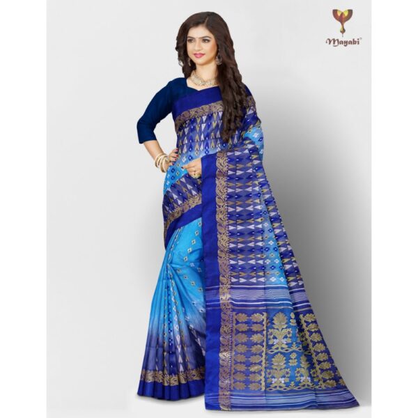 Blue Tussar Silk Tant Banarasi Saree