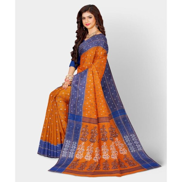 Dark Orange Cotton Baluchari Saree