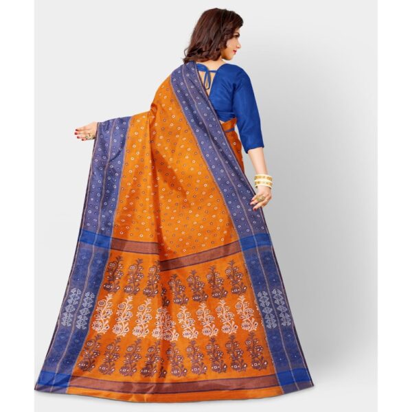 Dark Orange Cotton Baluchari Saree