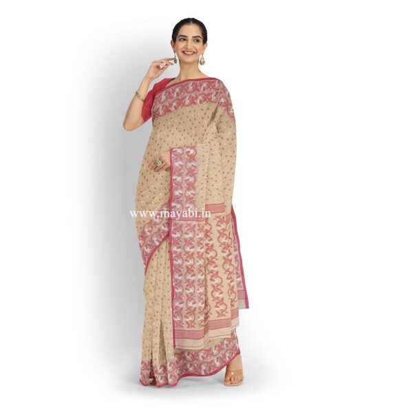 Off White Pure Cotton Saree Saree for Durga Puja