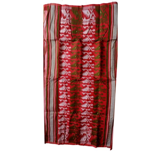 Red Pure Cotton Silk Tant Jamdani Saree
