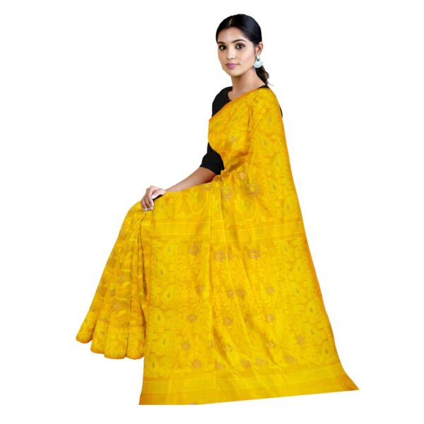 Yellow Self Jamdani Saree for Gaye Holud