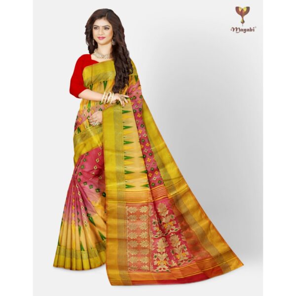 Yellow Tussar Silk Tant Banarasi Saree