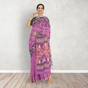 Magenta Color Dhakai Jamdani Saree 1