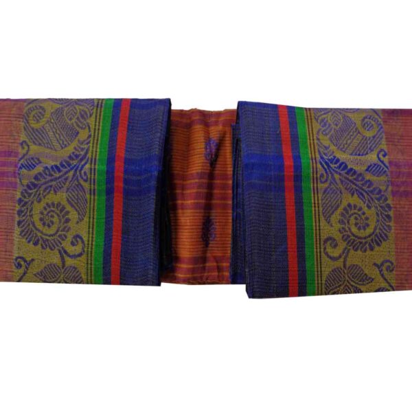 Multicolor Bengal Cotton Tant Saree with Blue Border