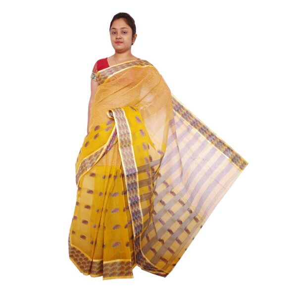 Mustard Yellow Colour Cotton Tant Saree Images
