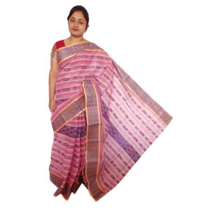 Bengal Handloom Pink Colour Cotton Tant Saree from Fulia