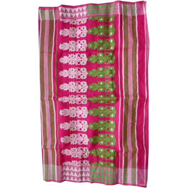 Pink Dhakai Jamdani Saree in Cotton Silk