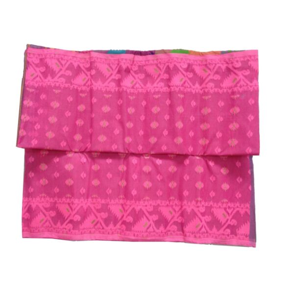 Pink Self Cotton Jamdani Saree