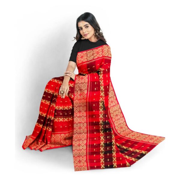 Red and Black Cotton Sarees