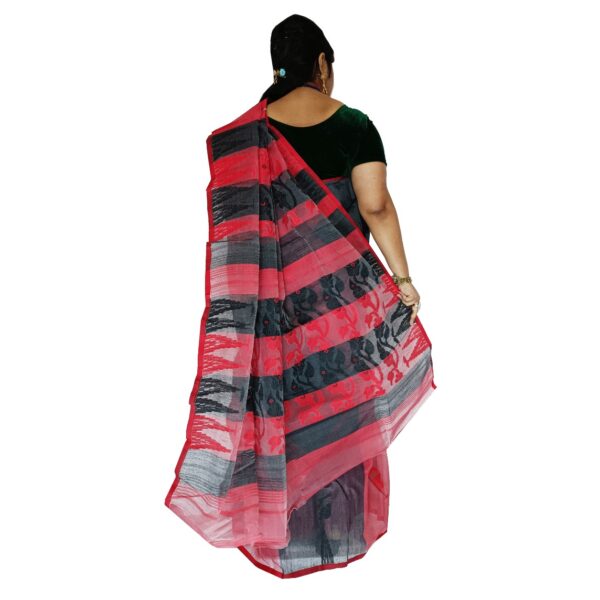 Red and Black Dhakai Jamdani Sari