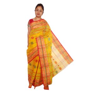 Handwoven Pure Cotton Yellow Colour Tant Saree Online