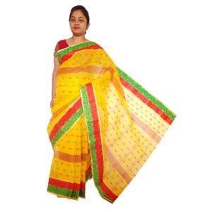 Bengal Handwoven Yellow Color Cotton Tant Saree (Haldi Special)