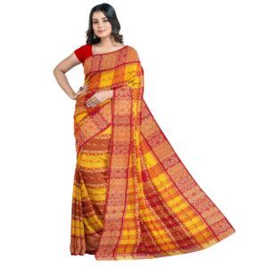 Handwoven Yellow and Red Pure Cotton Tant Saree