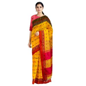 Yellow Soft Pure Cotton Saree for Haldi with Blouse Piece
