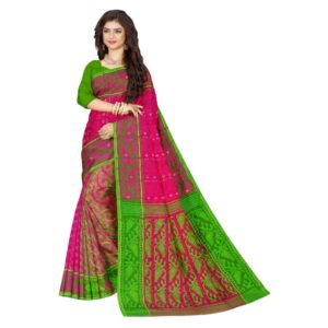 Pink with Green Cotton Silk Dh...