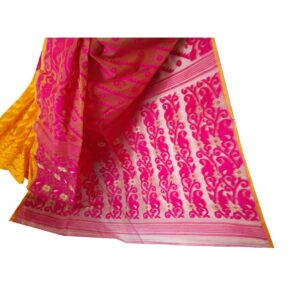 Buy New Pink And Green Half Half Dhakai Jamdani Saree