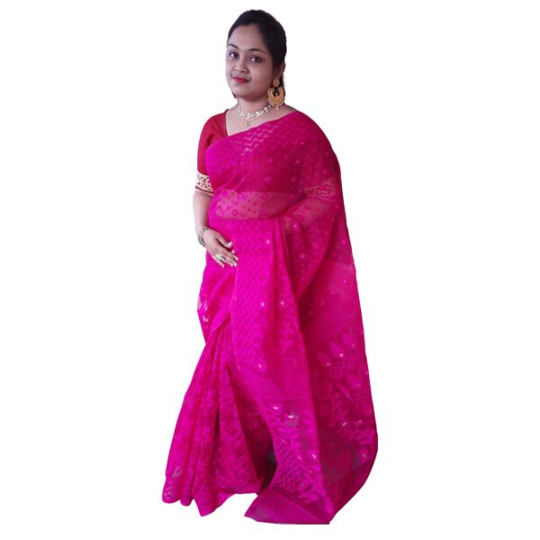 Rani Pink Jamdani Saree Images