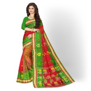 Red Bengali Tant Dhakai Jamdan...