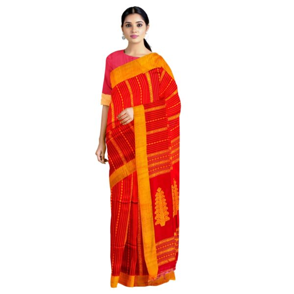 Red and Yellow Combination Saree