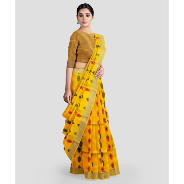 Yellow colour cotton saree.