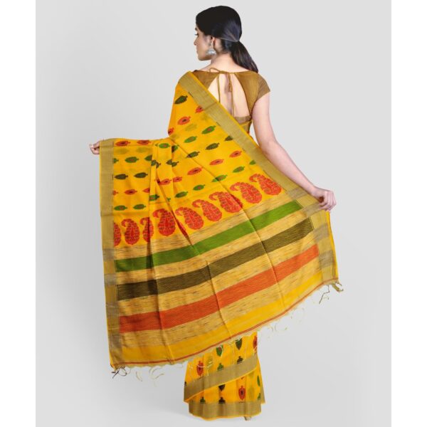 Yellow colour cotton saree.