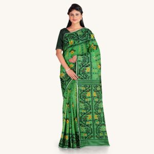Green with Black Jamdani Saree...