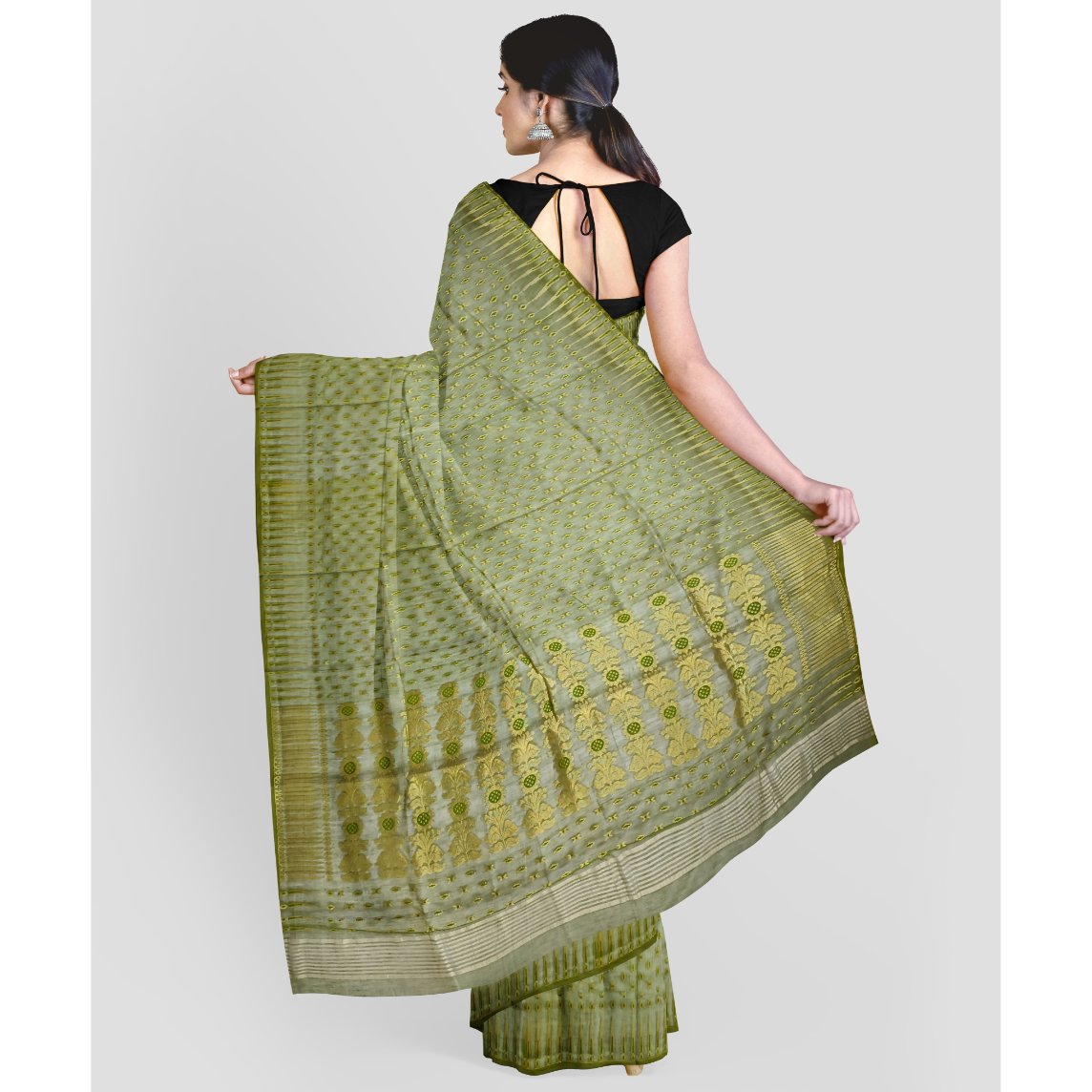 Buy Avushanam Hazar Buti Jamdani Work Woven Cotton Saree With Blouse Piece  (Pink) - D024 at Amazon.in