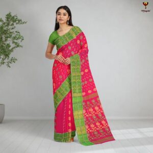 Rani Pink Pure Cotton Tant Baluchari Saree