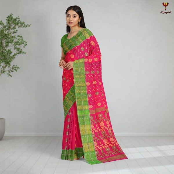 Rani Pink Cotton Baluchari Saree