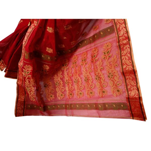 Red Baluchari Pure Cotton Tant Saree