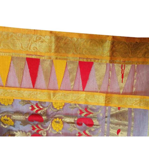 Red Yellow Tussar Silk Saree