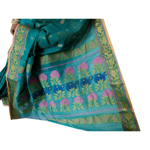 Sea Green Cotton Saree with Baluchari Design