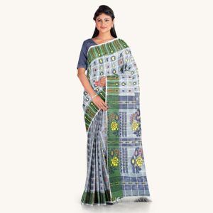 Grey Cotton Silk Jamdani Saree...