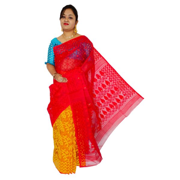 Red and Yellow Saree look