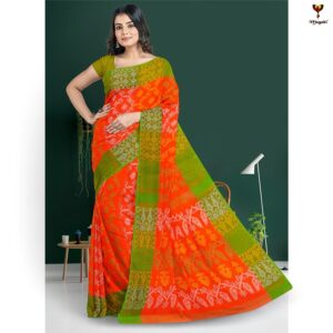 Orange Pure Cotton Tant Saree ...
