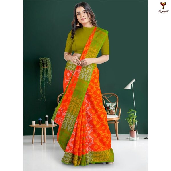 Oranage Cotton Jamdani Taat Saree