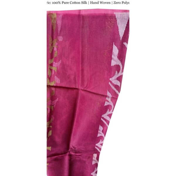 Pink Cotton Silk Dhakai Jamdani Saree with Zari Work