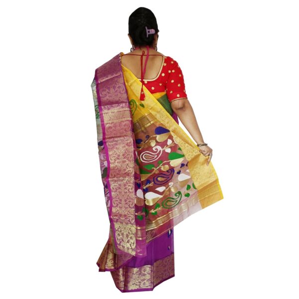 Yellow and Purple Saree Images