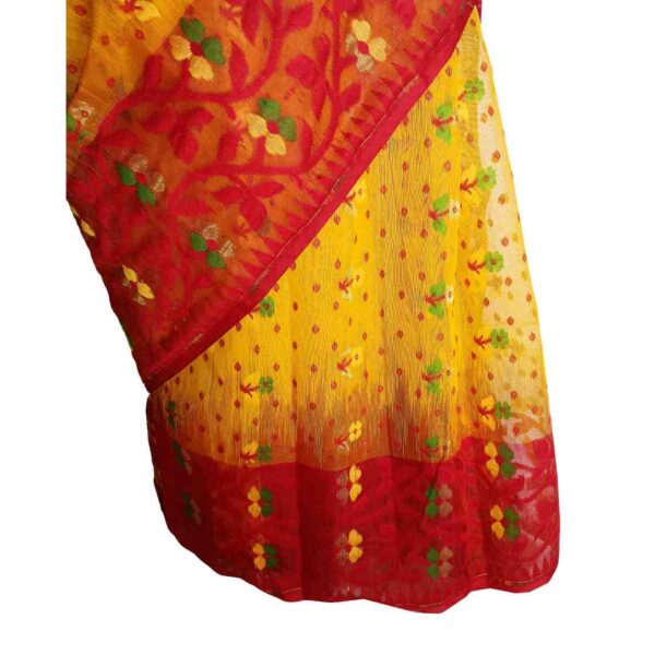 Yellow and Red combination Jamdani Saree