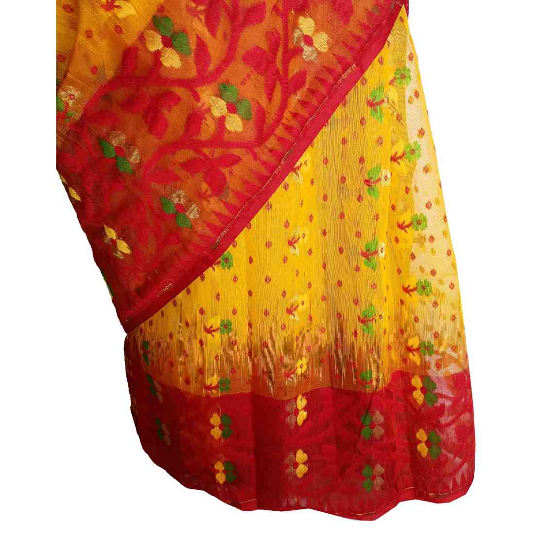 Chiffon Trendy Saree in Red and Yellow -