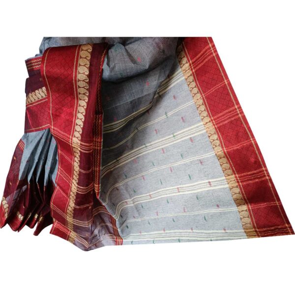Grey and Red Color Saree
